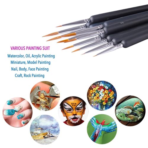 9 Pezzi Set di Pennelli per Dettagli Fini, Set