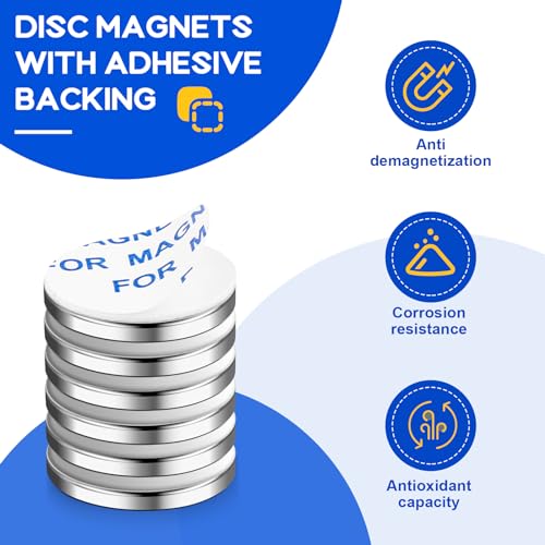 Image of 20P Super Strong Magnets, 32x2mm Heavy Duty Rare Earth Magnet with Double-Sided Adhesive Powerful Neodymium Disc Magnets for Refrigerator, DIY, Scientific, Craft, Office