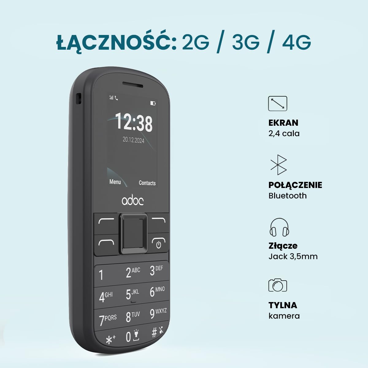 ADOC S4 Starszy Telefon komórkowy 4G z dużą klawiaturą