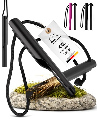 tre Feuerstahl XXL - revolutionärer Striker - Premium Feuerstarter optimale Kraftübertragung extreme Funken kompaktes Design ewig haltbar Feuerstein Outdoor Camping Feuer & Survival Ausrüstung