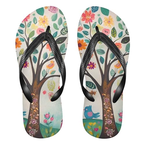 Colorful Cats Flowers Tree Flip Flop Beach Summer Casual Sandal for Women & Men Shower Shoes 20860779