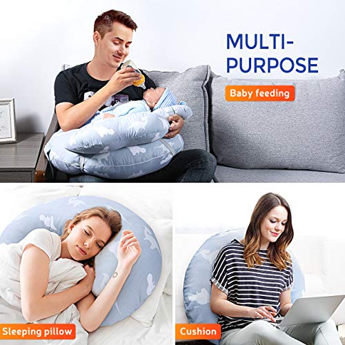 Breast Feeding Pillows for Babies, OMORC Nursing Pillows for Breastfeeding, 100% Pure Cotton Baby Nursing Pillows, Waterproof Baby Lounger Pillow with Detachable Headrest & Backrest