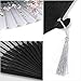 Maxchange Handheld Folding Fans Silk for Women Kids(2 Pcs)- Chinese Japanese Vintage Style with Bamboo Frame and Elegant Tassel for Dancing Party Wedding Decoration Gifts