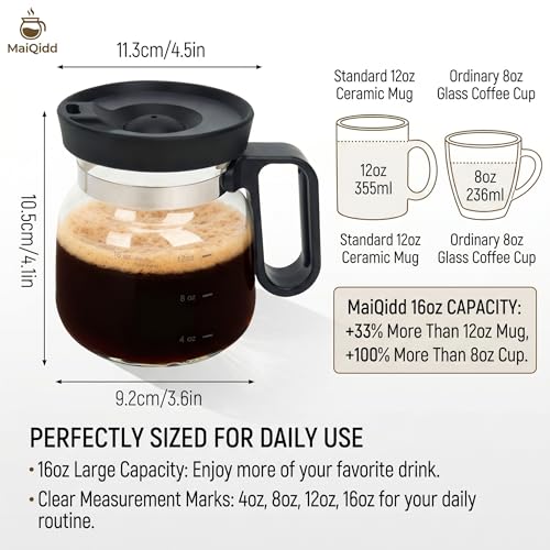 Taza de Vidrio Resistente al Calor de 16 oz con Tapa miniatura 5