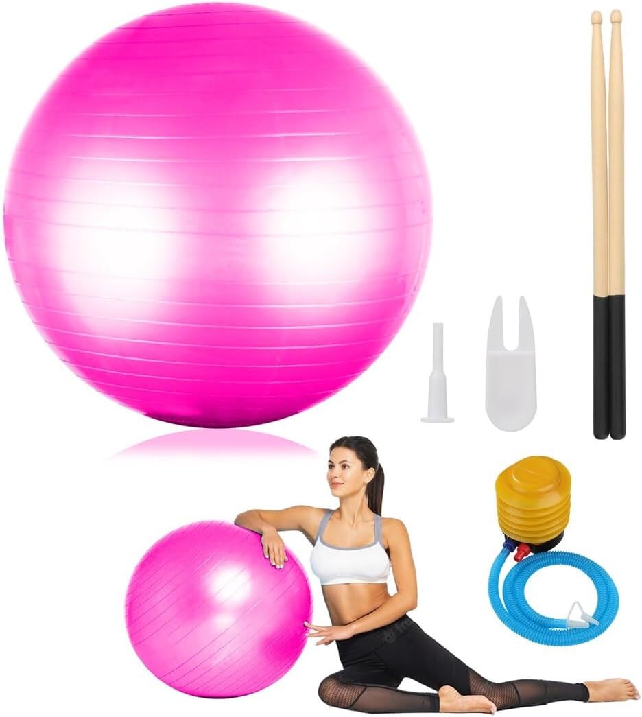Cardio Drumming Fitness Combo: 26 Anti-Slip Exercise Ball, Air Pump & 3.2oz Rhythm Sticks for Dynamic Workouts