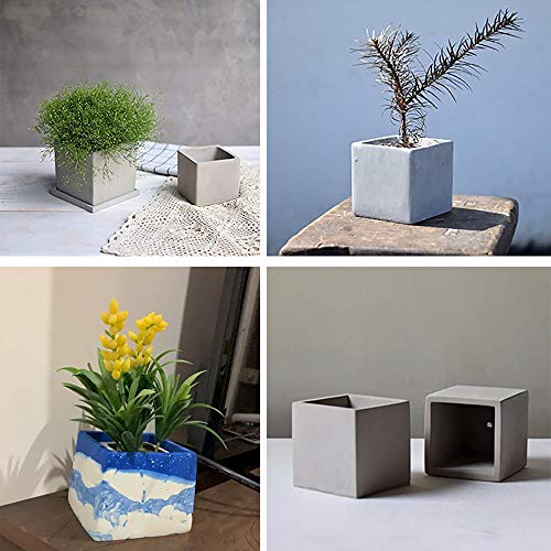 Concrete Silicone Mold for Flower Pots, Mini Pots Mold for Plants Square and Round Shape, 2 Pack