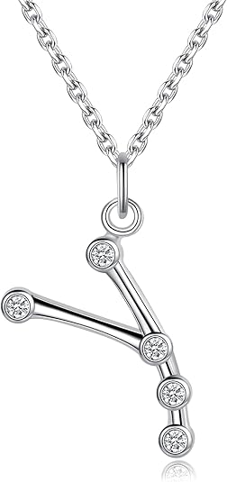 925 Sterling Silver Astrology Constellation Horoscope Zodiac Star Sign Pendant Necklace for Women