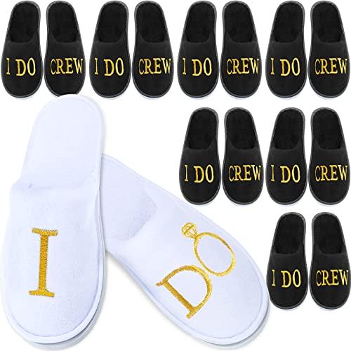7 Pairs Bride I Do Slippers for Wedding Party - Personalized White Slippers for Bride & Bridesmaid Proposal Box Tribe Gifts