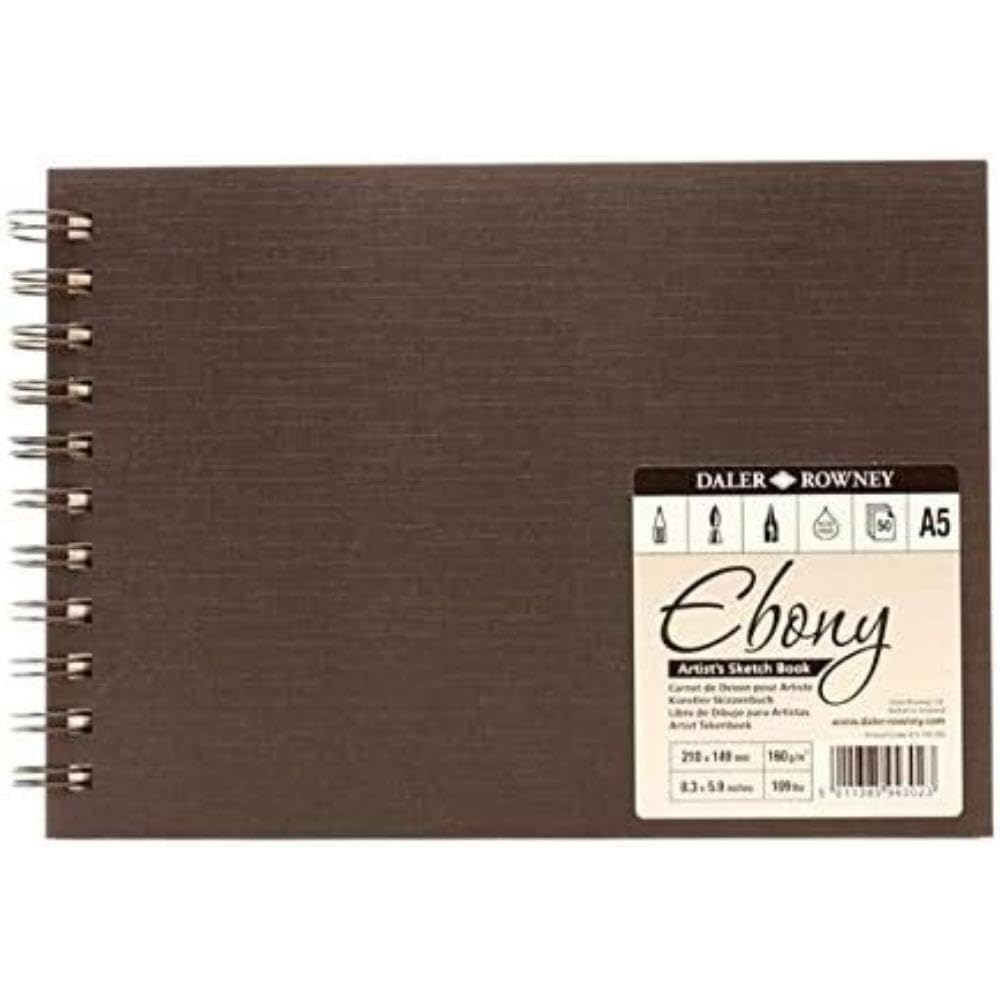 Daler-Rowney Ebony Wirebound Sketchbook A5 Landscape 160g 54 Sheets
