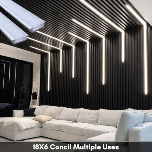 Image of 18x6 mm Concealed LED Aluminum Profile Channel with Milky Diffuser Cover 1 Meter | Recessed Aluminium LED Strip Light Channel for Cabinet, Ceiling, Wall, Furniture Lighting (Pack of 5)