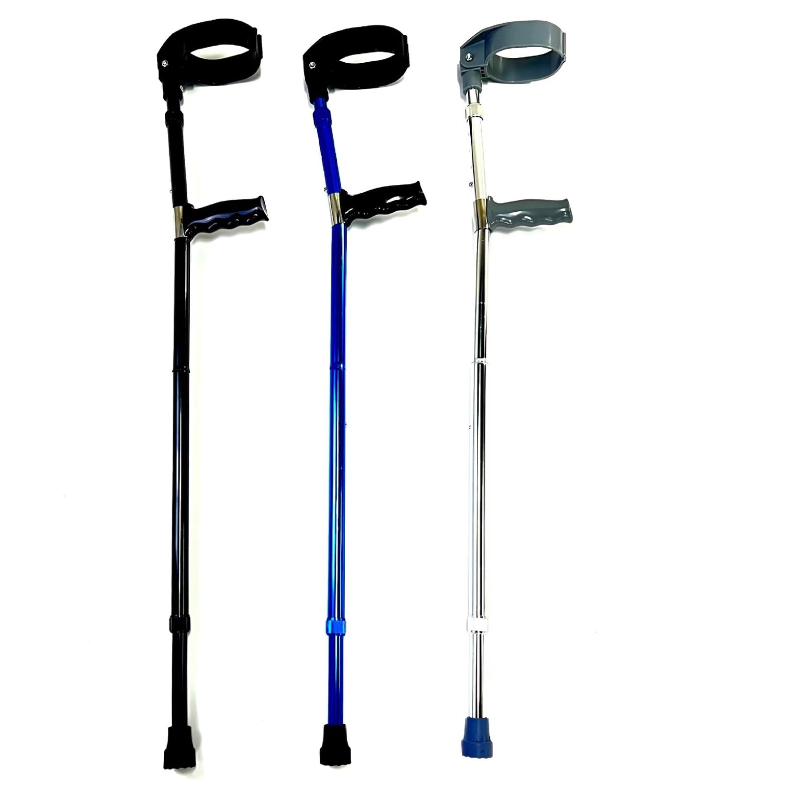 Muletas de antebrazo, muletas ajustables de aluminio ligeras para adultos, muletas plegables con puño cerrado giratorio y asas ergonómicas cómodas para la muñeca