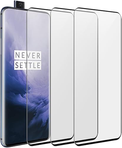 Paquete de 3 protectores de pantalla para One-Plus 7 Pro, antiarañazos, dureza 9H, cobertura completa para One-Plus 7 Pro Black Bordes de seda con