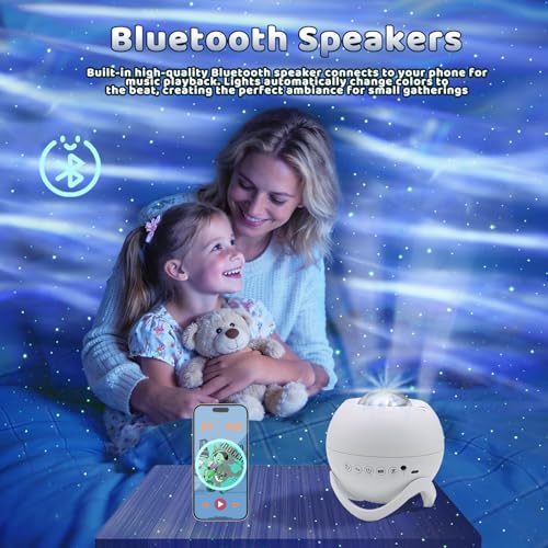 Image of Star Projector Galaxy Projector for Bedroom, White Noise Bluetooth Speaker Northern Lights Projector, Suitable Gaming, Home Theater, Adult, Christmas Mood Night Light