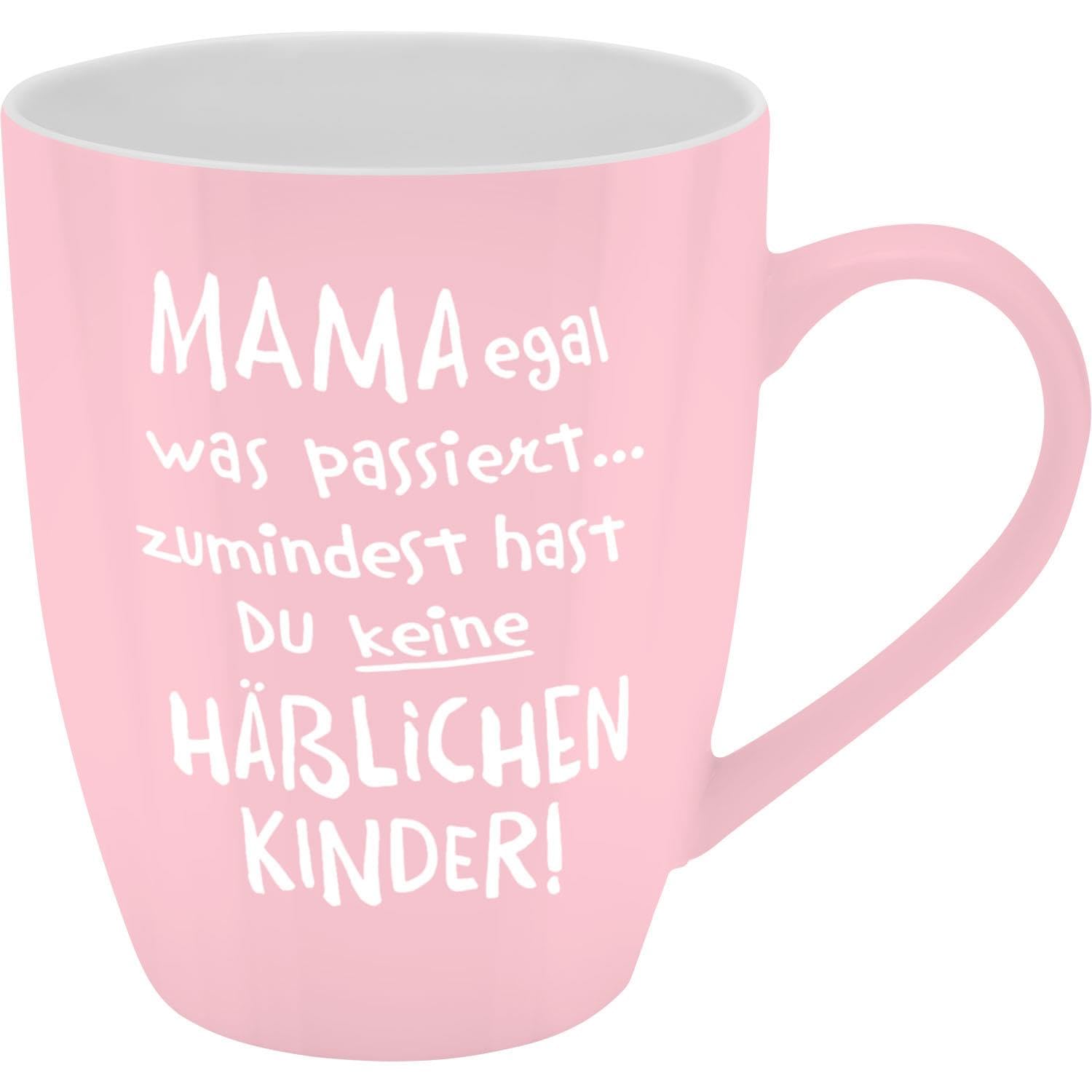 GRUSS & CO Mug with Motif Mama egal | Mug with Saying New Bone China Porcelain 35 cl with Gift Bath Role | Funny Gift, Birthday | 74205