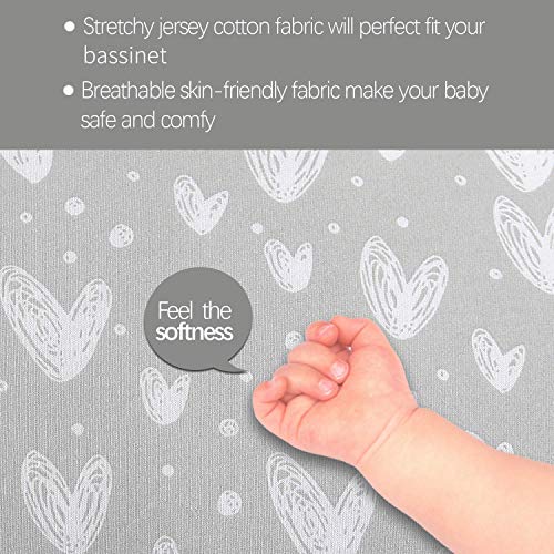 Bassinet Sheets Compatible With Baby Delight Beside Me Dreamer Bassinet, 2 Pack, 100% Jersey Knit Cotton Fitted Sheets, Breathable And Heavenly Soft, Grey And White Print For Baby #TOP4