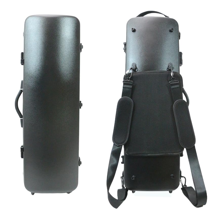 Vetimobato 4/4 Full-Size Carbon Fiber Violin Case – Lightweight Hard Shell Travel Case with Removable Music Bag,Combination Lock,4 Bow Holders –