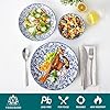 vancasso SELENE Plates and Bowls Set for 4, 12 Pieces Dinnerware Sets, Mircowave and Dishwasher Safe Dishes Set, Porcelain Blue Dinnerware