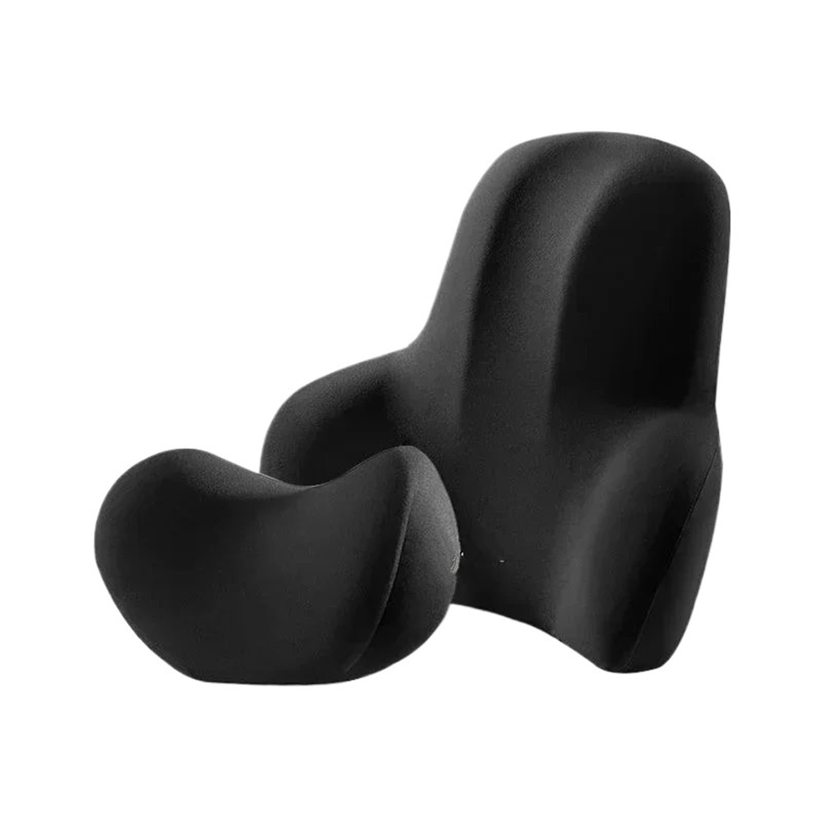 Cojín de Apoyo Lumbar de la Almohada del Cuello de la Espuma de la Memoria del reposacabezas del Coche(Black Set)