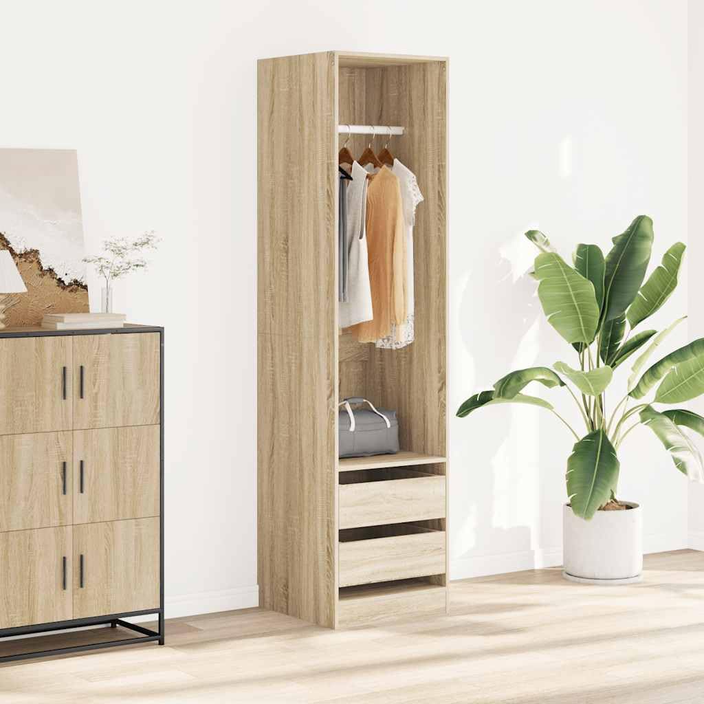 vidaXL Armario con Cajones Contrachapada Casa Hogar Bricolaje Decoración Diseño Mobiliario Mueble Ropero Guardarropa 50x50x200 cm Color Roble Sonoma