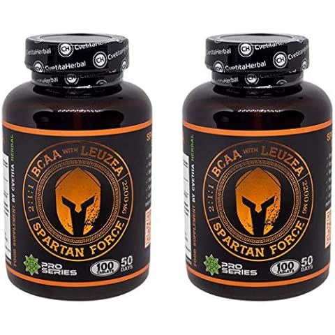 Spartan Force | BCAA 2:1:1 | Leuzea Root | 200 Tablets x 1100mg (100 Days Supply) | Stimulates Muscle Growth | Muscle Gain | Natural Food Supplement by Cvetita Herbal Cover