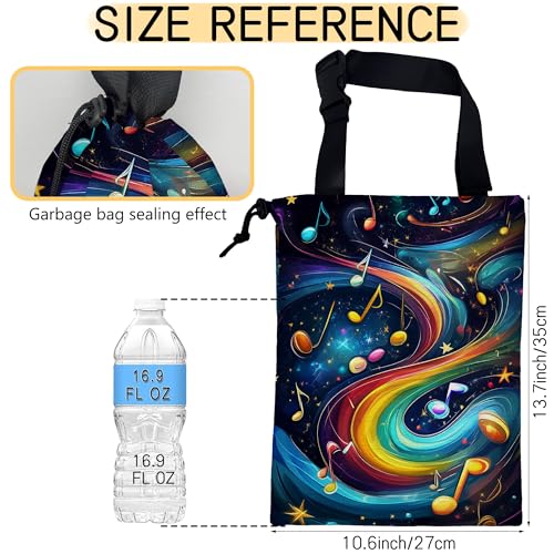 Image of Colorful Music Notes Galaxy Car Garbage Bag, 5.1L Rectangular, Drawstring, Foldable, for Cars, Trucks, SUVs, RVs