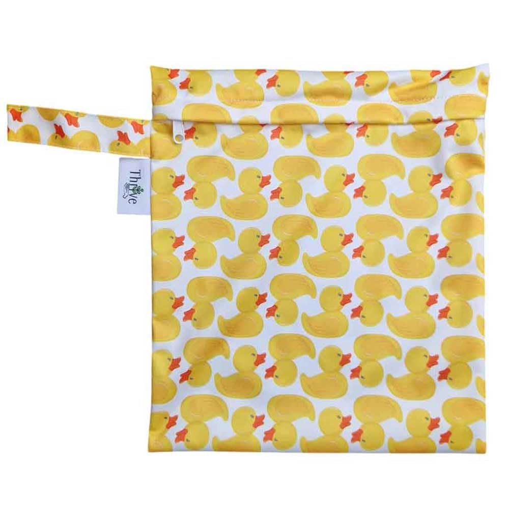 The Nappy Lady Thrive Wet Bag, Waterproof Storage for Nappies and Wet Items, Zip Closure, Essential Accessory for Cloth Nappies and eco Friendly households (Rubber Ducks, Small)