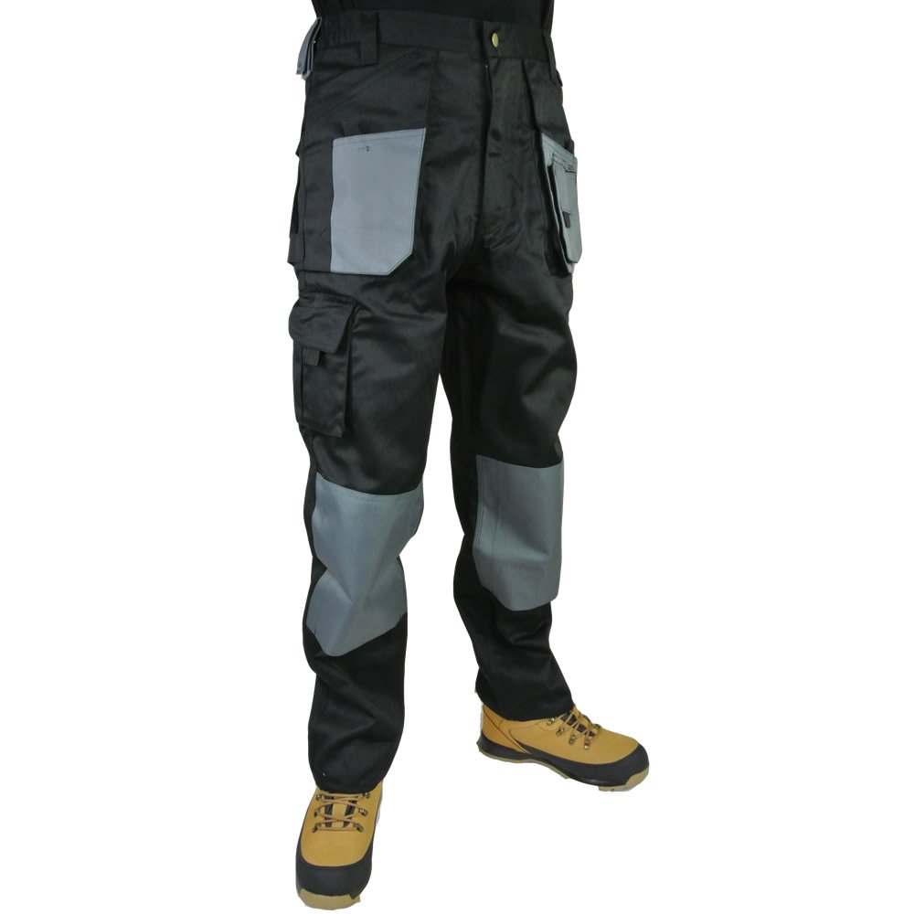Blackrock Baratec Arbeitshose, Schwarz / Grau, Multi-Taschen, Trade-Pro-Hose, Dreifachnähte, 2 Stück, Schwarz / Grau, 34W - Long Leg 33"