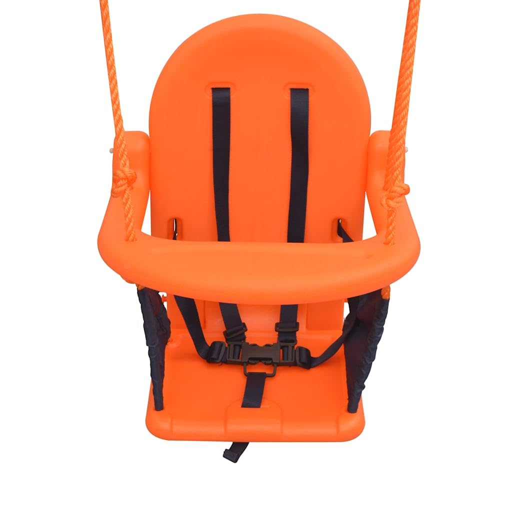 Kleinkinder-Schaukelset mit Sicherheitsgeschirr Orange für Garten, Outdoor, wetterbeständig, stabiles Gestell, ergonomischer Sitz, für Kinder 6-36 Monate, inkl. Montageset, langlebig