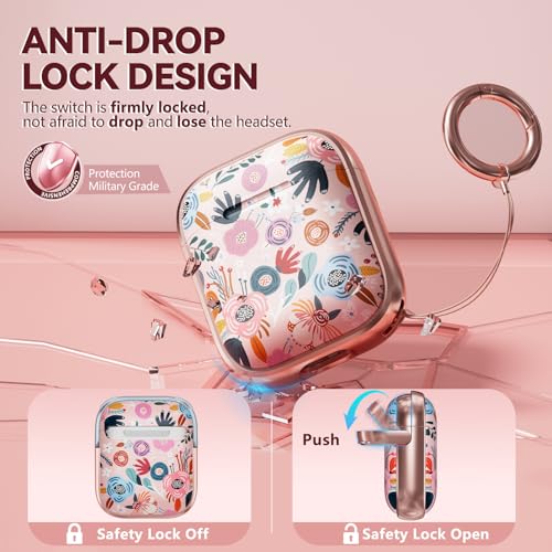 with-Safety-Lock-AirPods-2nd-1st-Generation-Case-Cover-Floral-AirPod-Case-AirPod-1st2nd-Gen-Case-for-Women-Grily-with-Cleaner-Kit-AirPods-Case-Pink-Flowers