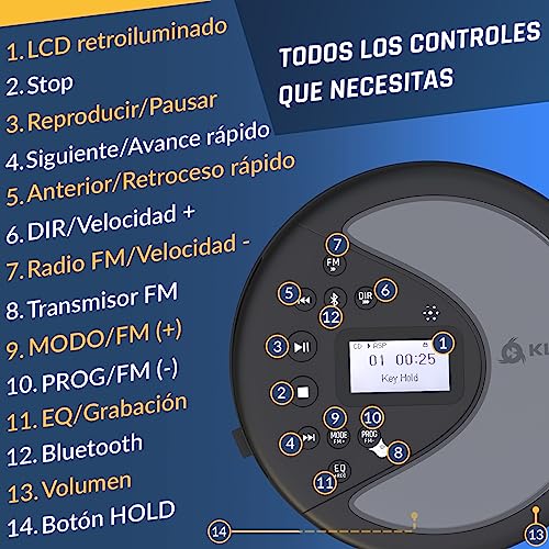 Reproductor de CD portátil ideal para coches KLIM Discover con MP3 5