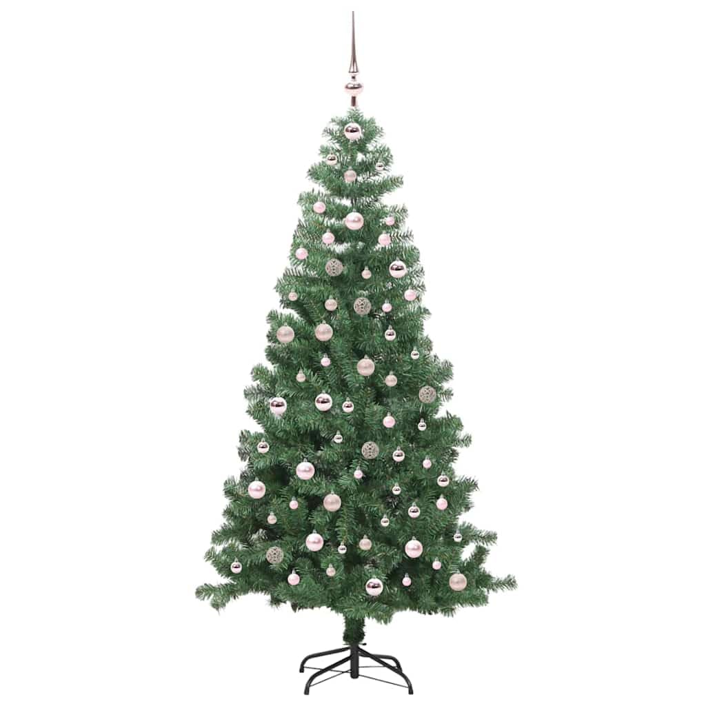 Choinka z 300 diodami LED w kolorze ciepłej bieli, wysokość 240 cm, zielona, PCW, łącznie ze stojakiem, do użytku wewnątrz i na zewnątrz, świąteczna dekoracja