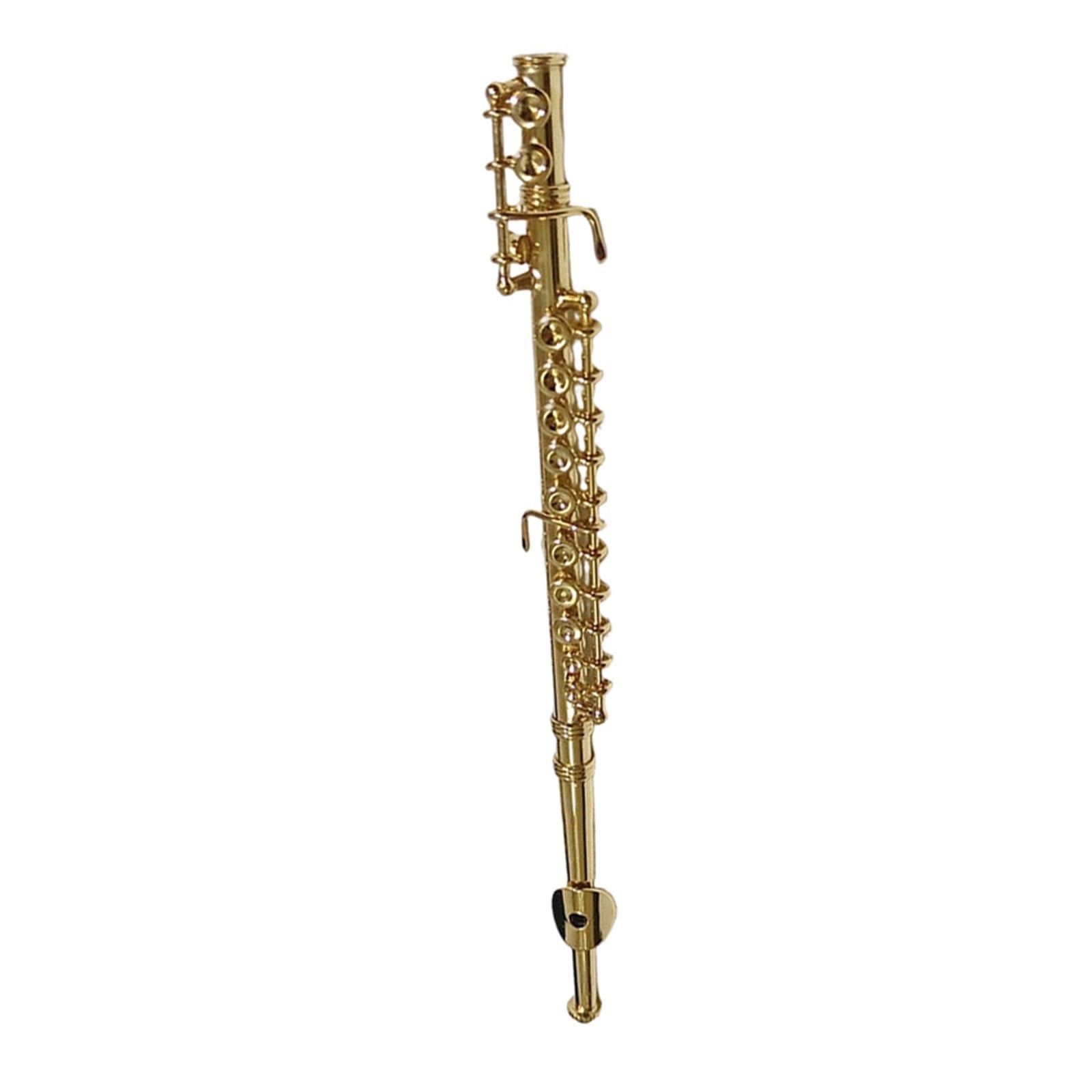 ZXFJYUIP Miniature Gold And Silver Flute Model Wind Musical Instrument Home Decoration Ornament(Gold,11CM)