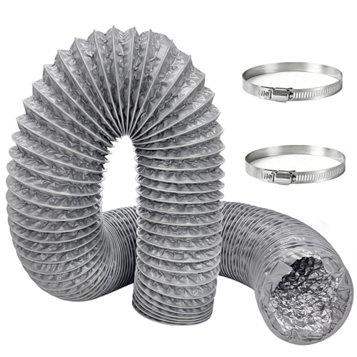 KELAV Abluftschlauch 100mm x 3m PVC Alu Flexrohr mit 2 Edelstahl-Schellen – Flexibel, Temperaturbeständig,Für Mobile Klimaanlagen, Trockner,...