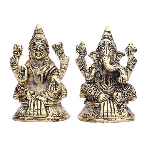 Estatua Ganesh Laxmi Decorativa 3" x 1.5" Dorada miniatura 1