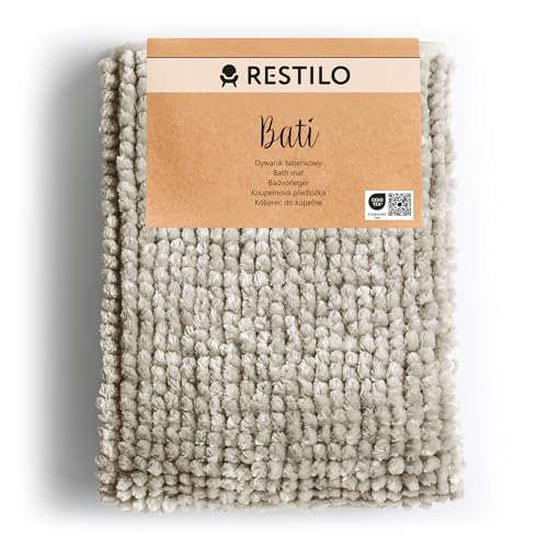 RESTILO Alfombrilla de baño Antideslizante 70 x 120 cm Alfombra de baño súper Absorbente Beige Bati
