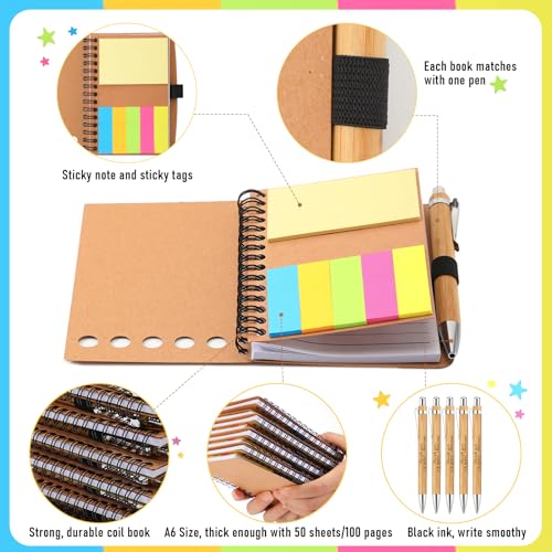 Carnets à spirales et stylos motivationnels Chuangdi (lot de 60) en kraft pour collègues - 4