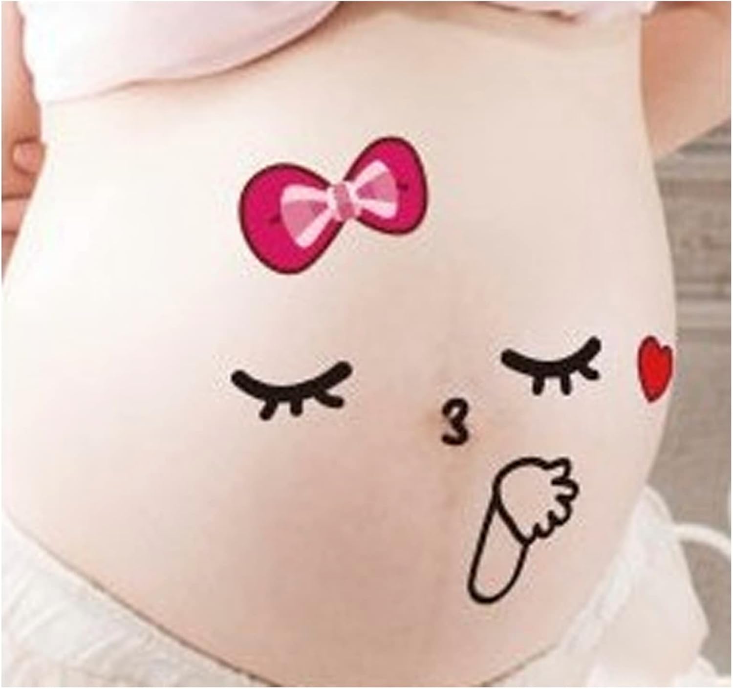 Nirbffo Belly Sticker Girls Bow Love Cute Cartoon Big Eyes Expression Pregnant Facial Photographs Belly Sticker Memento Photo Prop 10 Pieces/Set - Image 2