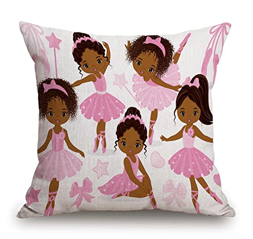 Pink Ballet Throw Pillow Cover Cute Girl Princess Ballerina Dancer Skirt Gymnastic Home Decor Pillowcase For Sofa 18X18 Inches #TOP11