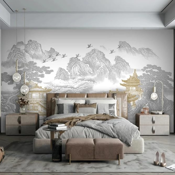 Papier peint chinois 3D salon panoramique pour habillage de canapé