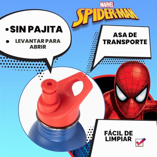 Botella Spiderman acero inoxidable 700ml infantil cantimplora azul sin BPA reutilizable 5