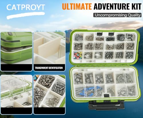 Kit de Pesca para Agua Dulce de 397 Piezas con Caja Impermeable – Set Compacto de Señuelos para Bass y Trucha para Principiantes y Profesionales miniatura 3