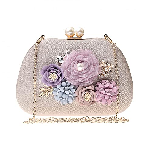 Evening HandBags for Women Flower Wedding Clutch Purse Satin Floral Ladies Party Crossbody Bag