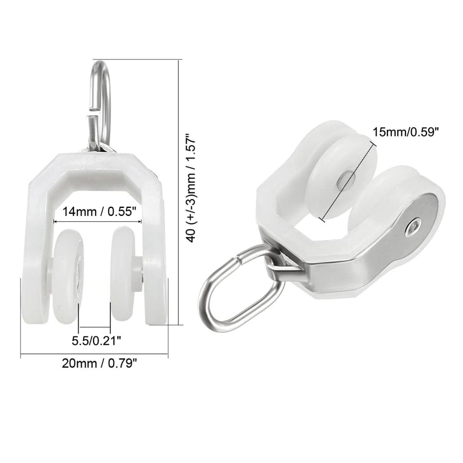 TA-VIGOR 10Pcs Curtain Track Rollers, Stainless Steel Twin Wheeled Curtain Rail Track Pulley - Image 2