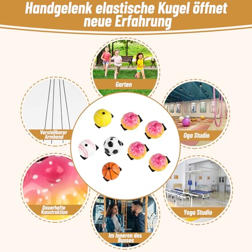 STEFUEWILL17 4 Stücke Springball mit Schnur Kinder - Ball Mit Schn, Ball an Schnur Kinder, Bounce Balls, Ballmit Gummiband, Sport Spielzeug, Handgelenkübungen