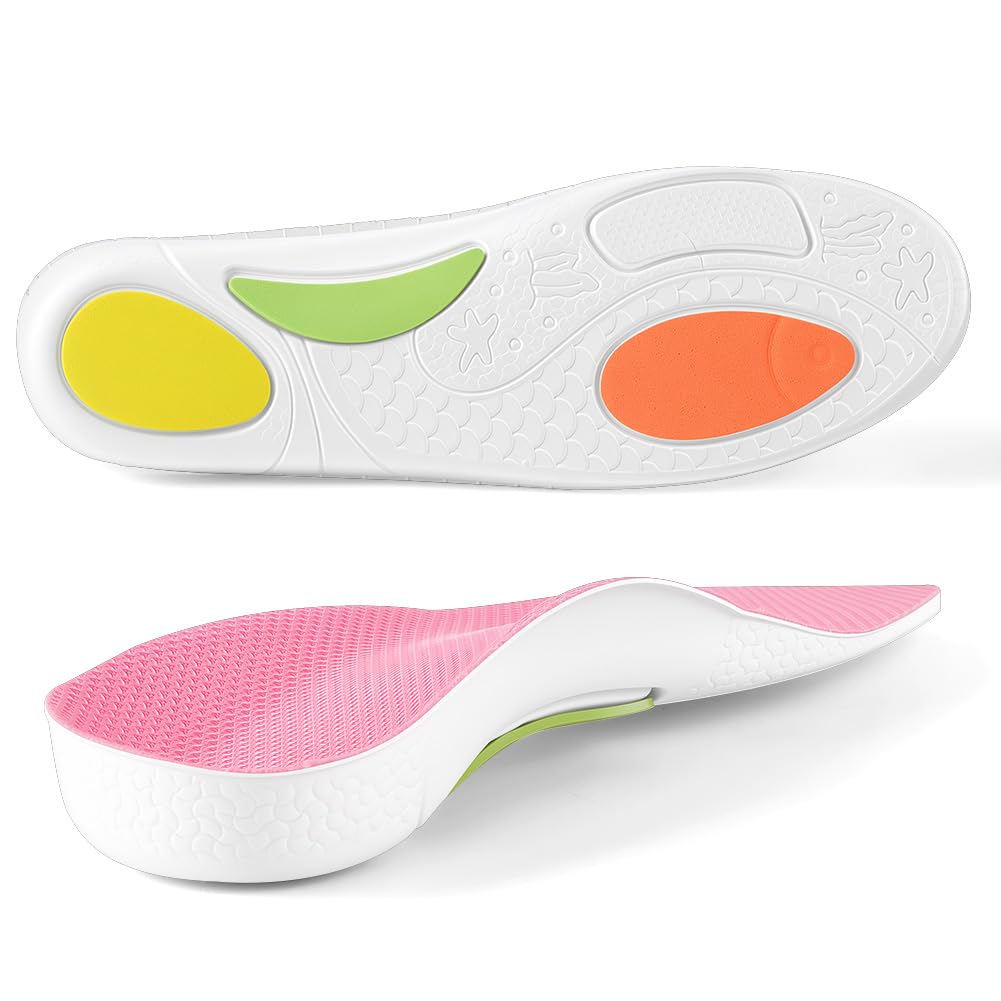 OSDUE Plantillas Ortopédicas, Plantillas Para Soporte del Arco Alivio Eficaz de Fascitis Plantar, Espolón Calcáneo, Juanetes, Pies Planos, Dolor De Pies, Para Hombres y Mujeres (Rosa, 37-38)