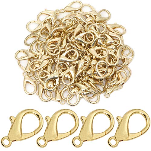 AConnet 100 Pieces Lobster Claw Clasp 21x10mm Curved Lobster Clasps for Jewelry Making Bracelet Necklace Jewelry Making Findings and Repairing (Lead, Nickel Free)