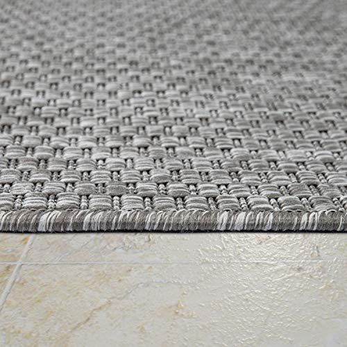 TT Home Teppich Für Outdoor Küchenteppich Balkon Terrasse Unifarbenes Design Modern, Farbe:Grau, Größe:160x220 cm