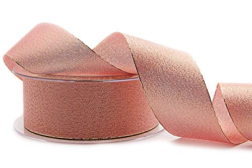 finemark 20 m x 40 mm Vienna Decorative Ribbon Pink Gold Metallic Gift Ribbon Shiny Brocade Rose Gold Rose Lurex Wedding Christmas Decorative Ribbon
