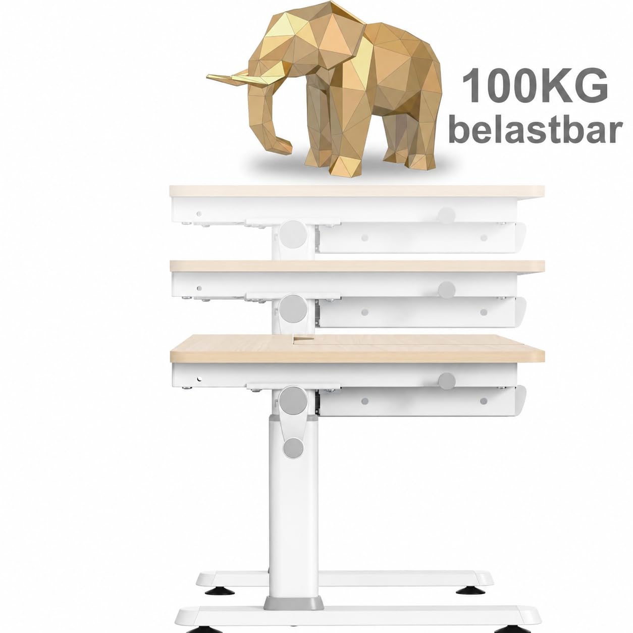 HOKO Kinderschreibtisch, Höhenverstellbar Kinderschreibtische 120x60 cm, Schreibtisch Kinder ab 6 Jahren, neigbare Tischplatte mit Schubladen, 100kg Belastbarkeit, Verstellbar von 54-76cm (Holz,CELIN)
