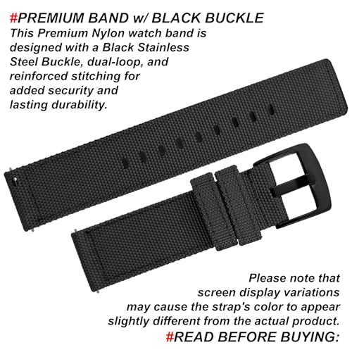 Image of DBLACK ''ENMA'' Nylon Quick Release Watch Strap, Boxy Design, Matte Finish, Nylon Watch Band / / For 20mm, 22mm, or 24mm Watch Belt (Choose Your Size & Color)